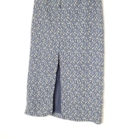 Retro 90's Floral Blue Skirt Lined Y2K Floral Midi Skirt Straight Classic - Picture 3 of 8